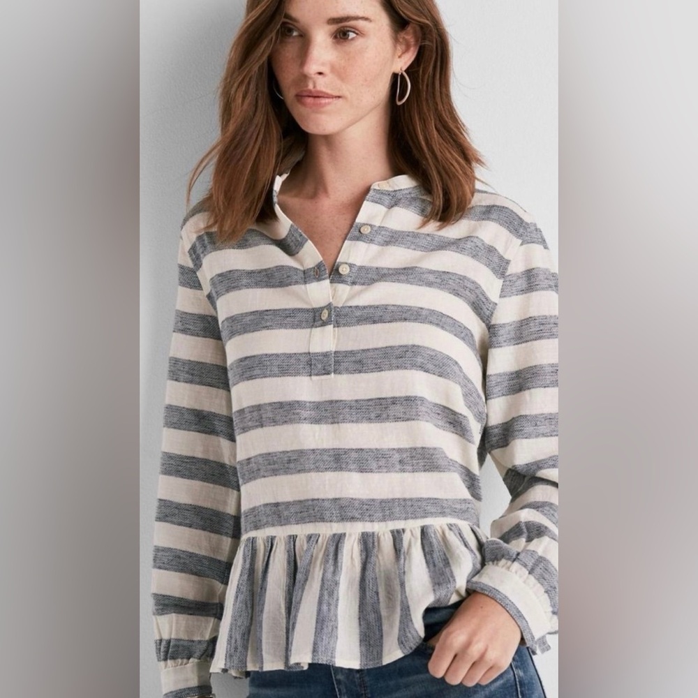 Lucky Brand Striped Long Sleeve Blouse
